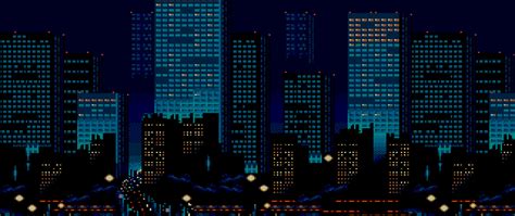 2560x1080 City Buildings Lights 8 Bit 2560x1080 Resolution Wallpaper