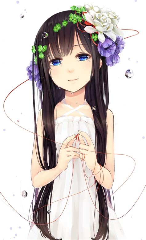Girl Long Hair Flowers Art Beautiful Pictures