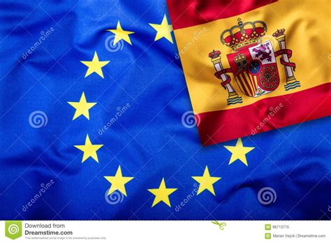 Detta är den nationella flaggan i spanien. Flaggor Av Spanien Och Den Europeiska Unionen Spanien ...