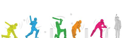 Ensemble De Joueur Jouant à Laction De Cricket Pose Illustration