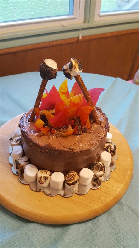 campfire smores birthday cake | Cool birthday cakes, Boy birthday cake, Birthday cake kids