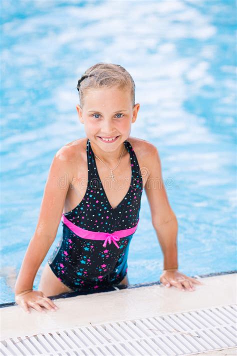 Cute Little Girl In Swimming Pool Stock Photo Image Of