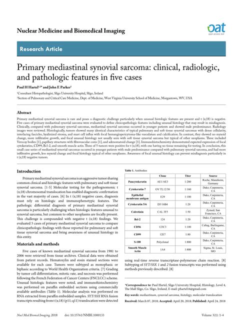 Pdf Primary Mediastinal Synovial Sarcoma Clinical Radiologic And