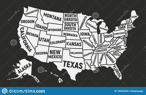 Poster Map Of Usa With State Names United States Of America Map