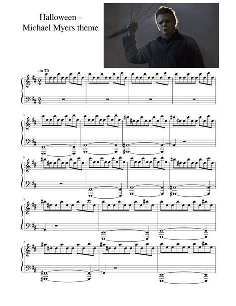 Halloween Michael Myers Theme Sheet Music For Piano Solo Easy