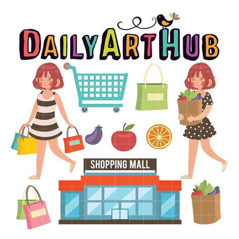 Shopping Girl Character Clip Art Set Daily Art Hub Free Clip Art