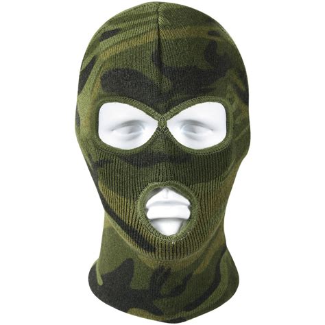 Deluxe Woodland Camo 3 Hole Winter Face Mask