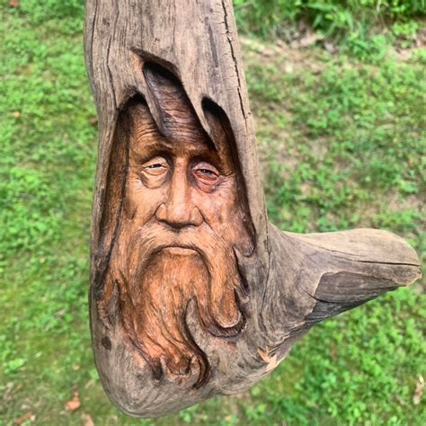 Wood Carving Wood Spirit Carving Driftwood Carving Carving Of A Face