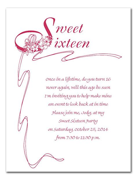 Sweet Sixteen Invitation Wording Invitation Design Blog