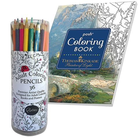 Set Adult Artist Colored Pencils And 128 Page Thomas Kinkade Coloring