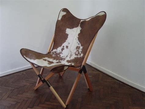 Cowhide wingback accent chair cowhide wingback idea wingback. Cowhide Tripolina Chair Foldable Butterfly | eBay ...