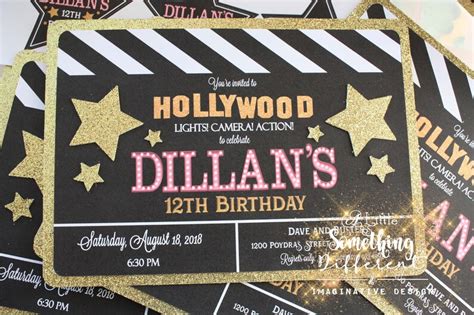 Hollywood Themed Birthday Invitation Hollywood Invite Etsy