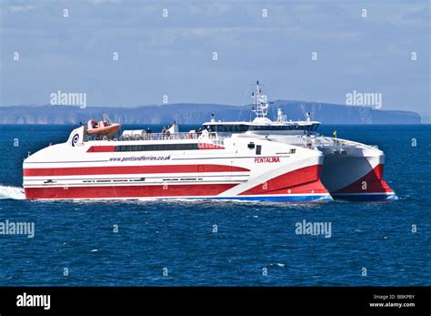 Dh Pentland Ferries Shipping Orkney Catamaran Mv Pentalina In Pentland Firth Passenger Fast