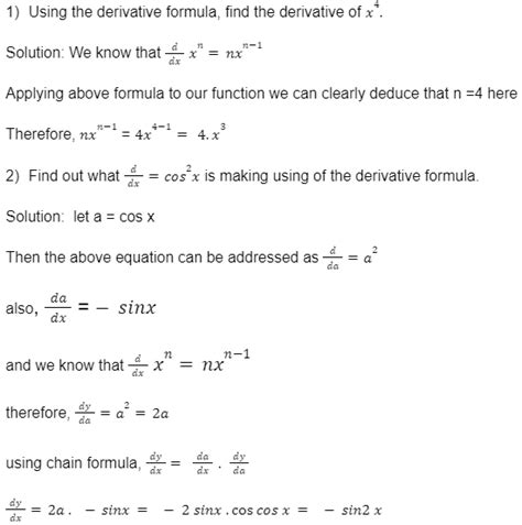 Derivative Formula With Solved Example