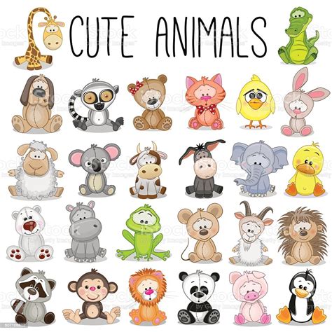 Set Of Cute Animals Stock Illustration - Download Image Now - Animal