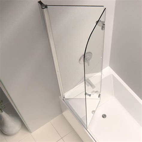 The glass panel, or panels, are used to create a barrier or enclosure that prevents water from spraying into the rest of the room while someone is using the shower or tub. DreamLine AquaFold 36 in. Frameless Hinged Tub Door, Clear ...