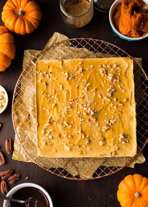 No Bake Pumpkin Cheesecake Bars Paleo Vegan A Saucy Kitchen