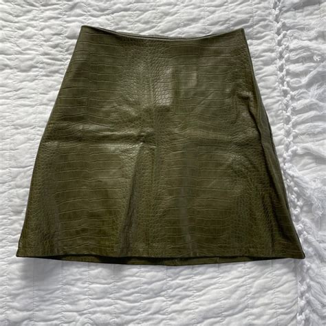Skirts Green Leather Faux Snakeskin Skirt Poshmark