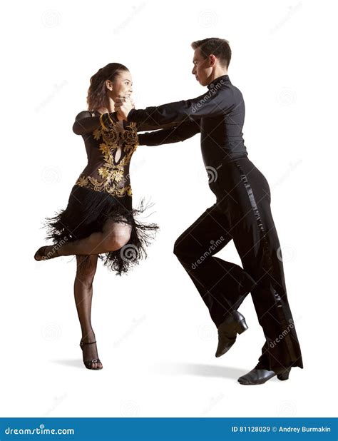 Beautiful Couple In The Active Ballroom Dance Isolated Stock Image