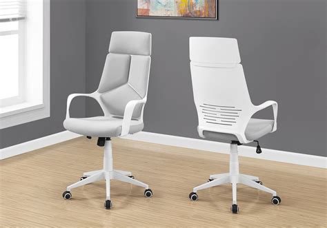 Sleek White And Grey Office Chair W Ergonomic Design