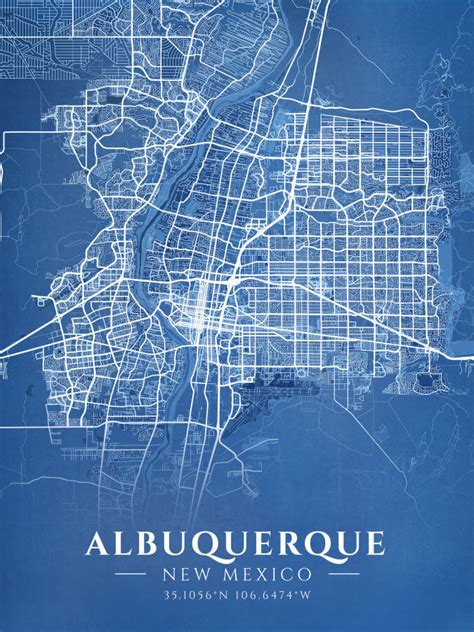 Albuquerque Blueprint Map Print Winter Museo