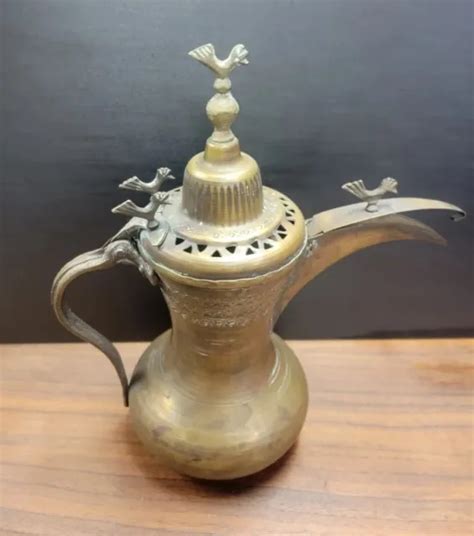 Antique Brass Dallah Coffee Pot Arabic Turkish Islamic Middle Eastern