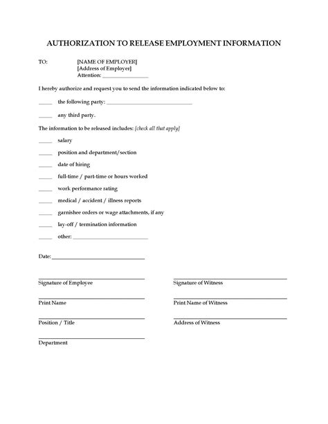 Medical Information Release Authorization Form Template