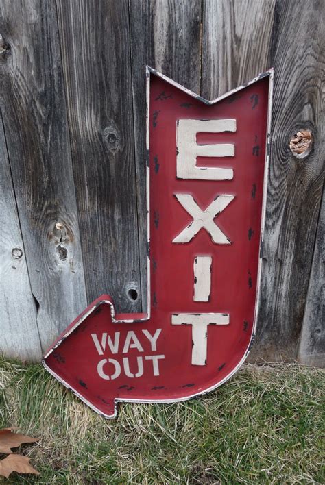 Exit Way Out Metal Sign Tom