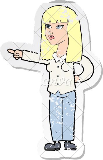 Retro Distressed Sticker Of A Cartoon Pretty Woman Pointing 素材 Canva可画