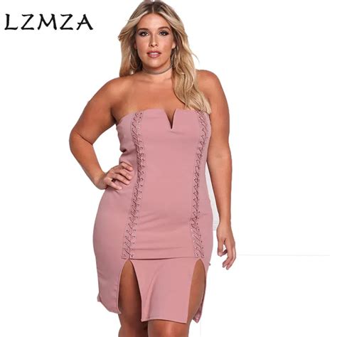 lzmza plus size xxxl off shoulder sexy dress summer 2018 sleeveless slit nightclub mini dress