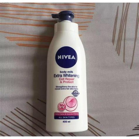 3 Bottle Nivea Body Milk Extra Whitening Cell Repair And Proctect Lotion