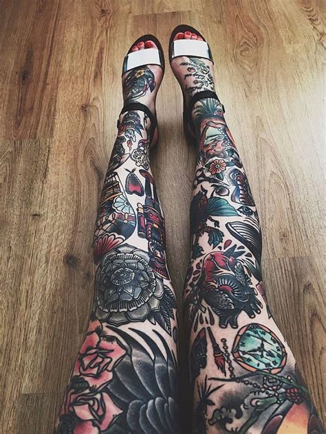 Amazing Colorful Tattoos Full Legs Tatuajes Retro Tatuajes Pierna