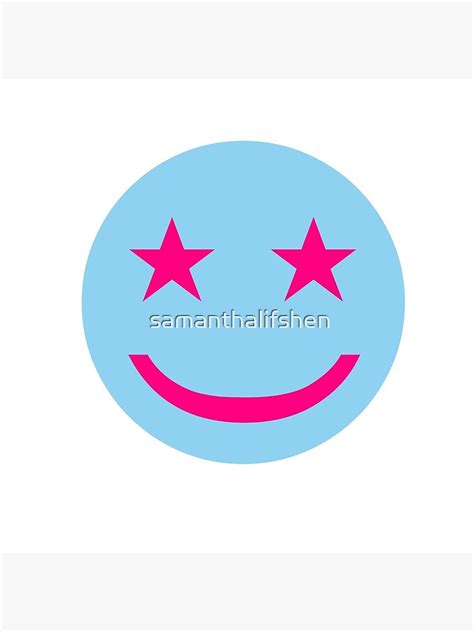 Blue And Pink Preppy Star Smiley Face Art Print For Sale By