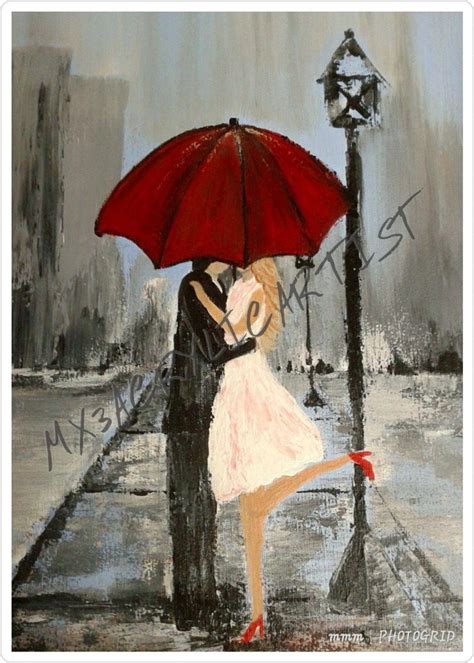 Couple Under A Red Umbrella Art Print Lovers Kissing In Paris Romantic Eiffel Tower Paris