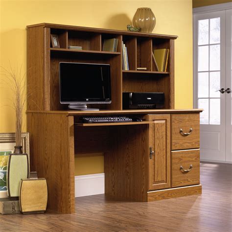 59 Traditional Two Drawer Computer Desk With Hutch In Carolina Oak