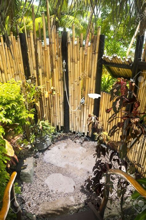 Unique Outdoor Shower From Bamboo For Natural Look Bamboo Outdoor
