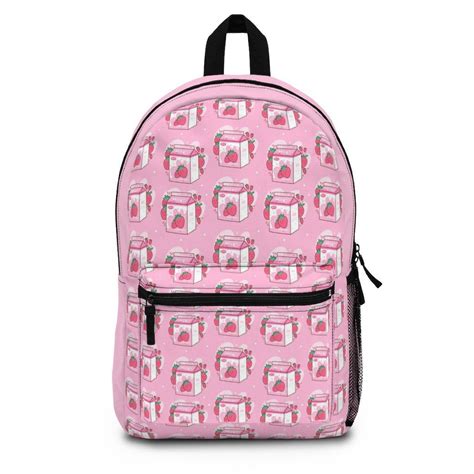 Strawberry Milk Pink Backpack Valentines Day T For Girls School Backpack Japanese Harajuku