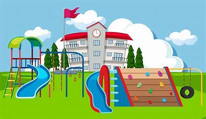 Playground Clipart Yard Clip Schoolyard Cartoon Play
