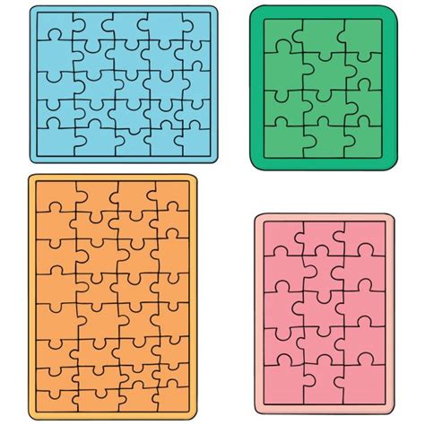 Jigsaw Puzzle Vector Flat Blank Templates Set — Stock Vector © Binik1