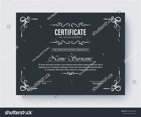 Classic Certificate Achievement Award Template Stock Vector Royalty