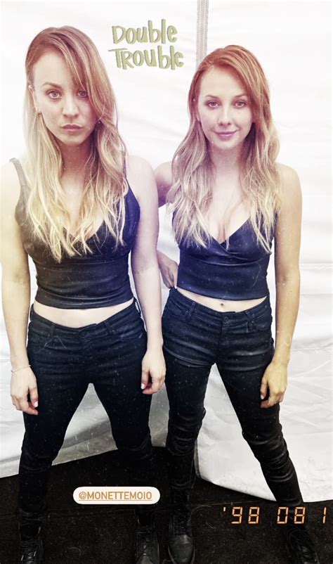 Kaley Cuoco Twins With Her Stunt Double In Leather And Combat Boots