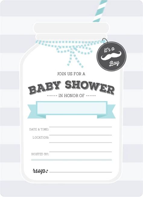 Shop mason jar + sunflower baby shower invitations created by rusticweddings. Appealing Blue Mason Jar Fill In Blank Baby Shower ...