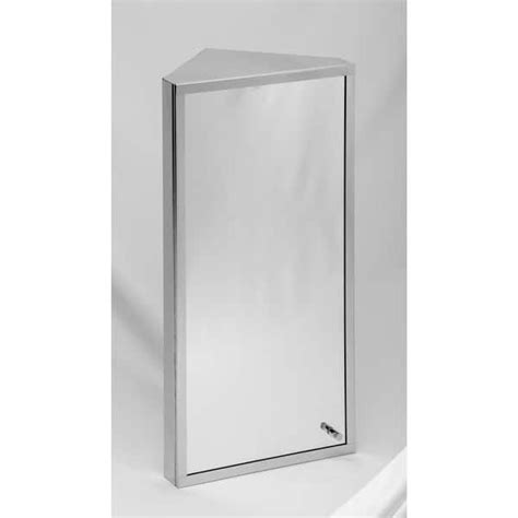 Corner Wall Mount Mirror Medicine Cabinet Polished Stainless Steel