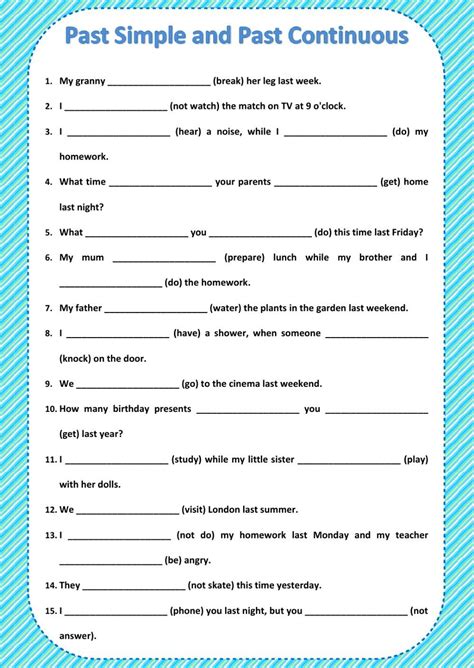 Past Simple And Past Continuous Interactive And Downloadable Worksheet