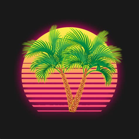 Tropical Sunset With Palm Trees Retro Style Retro Sunset Crewneck