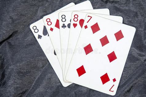 Five Playing Card S A Hand Of A Four Of A Kind Eight S And A Seven