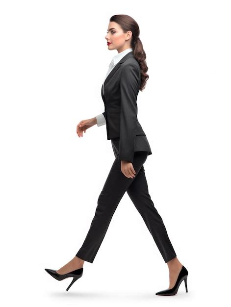Premium Ai Image City Business Woman Walking Pose In Isolated White