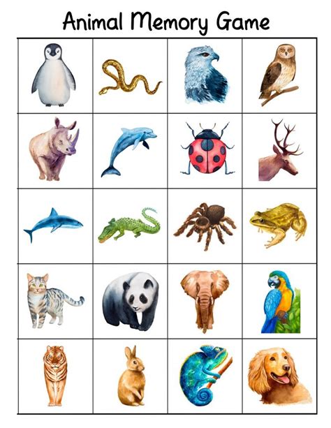Free Printable Bilingual Animal Matching Cards And Memory Game For