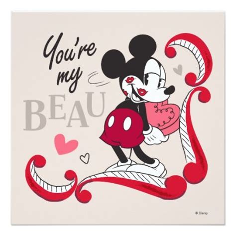 Mickey Youre My Beau Valentine Holiday Card Disney