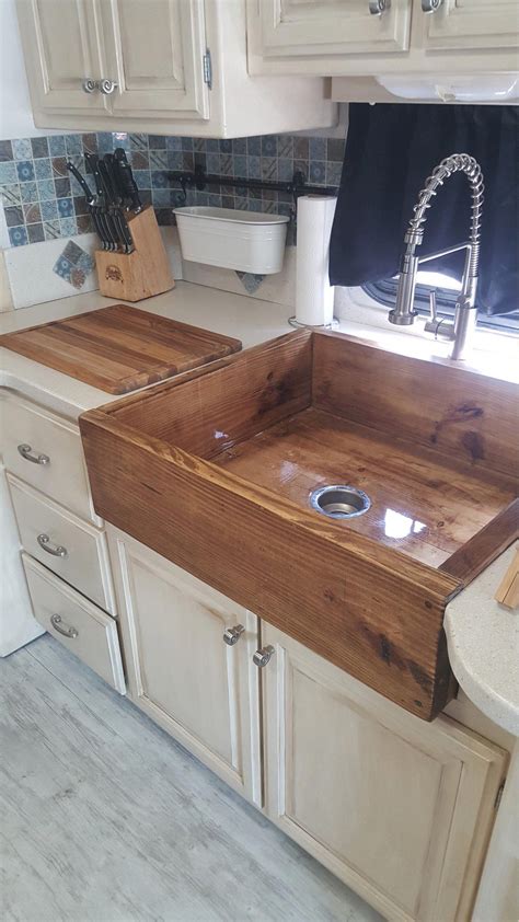 Wooden Farmhouse Style Sink Kitchensink In 2020 Kitchen Remodel Diy